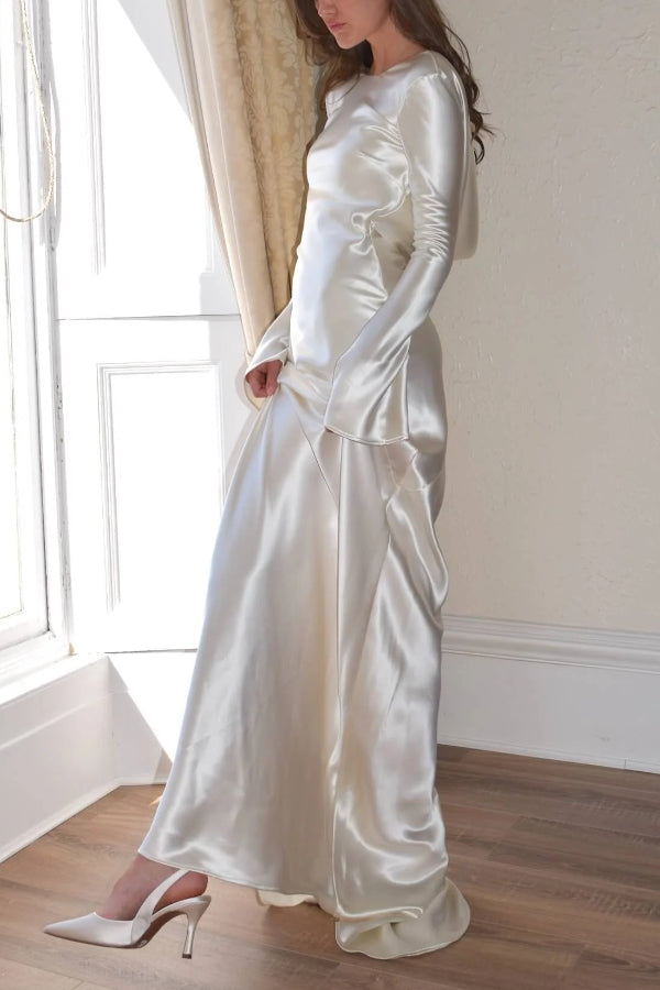 Lune London | Pearl Eden Satin Backless Cowl Neck Gown Maxi Dress