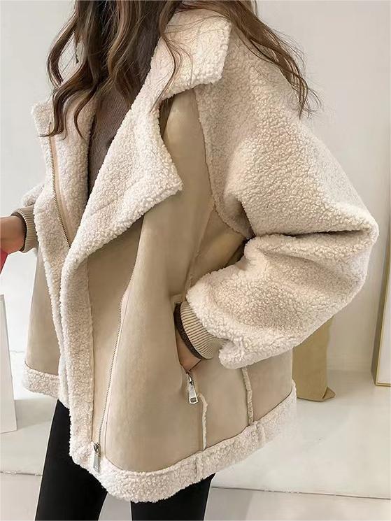 Lune London | Oversized Vegan Faux Fur Suede Jacket with Lapel Collar