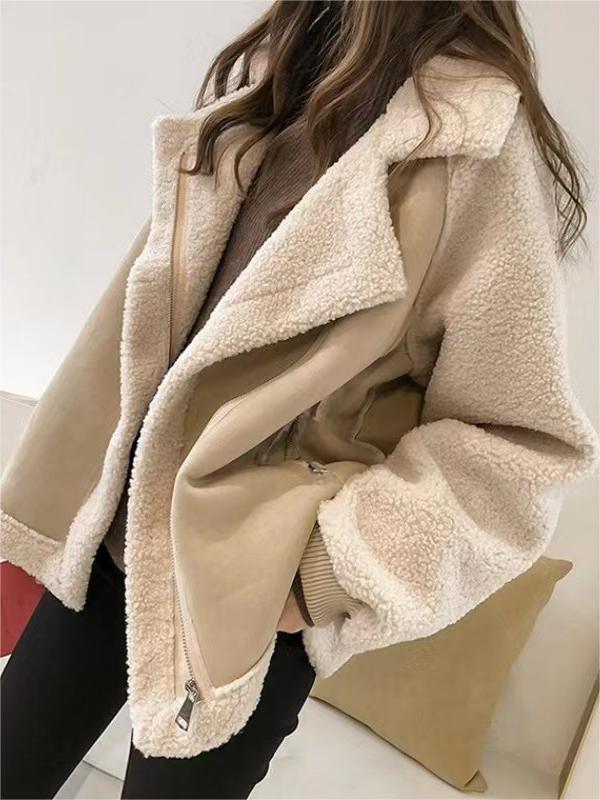 Lune London | Oversized Vegan Faux Fur Suede Jacket with Lapel Collar