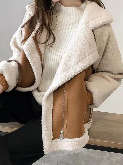 Lune London | Oversized Vegan Faux Fur Suede Jacket with Lapel Collar