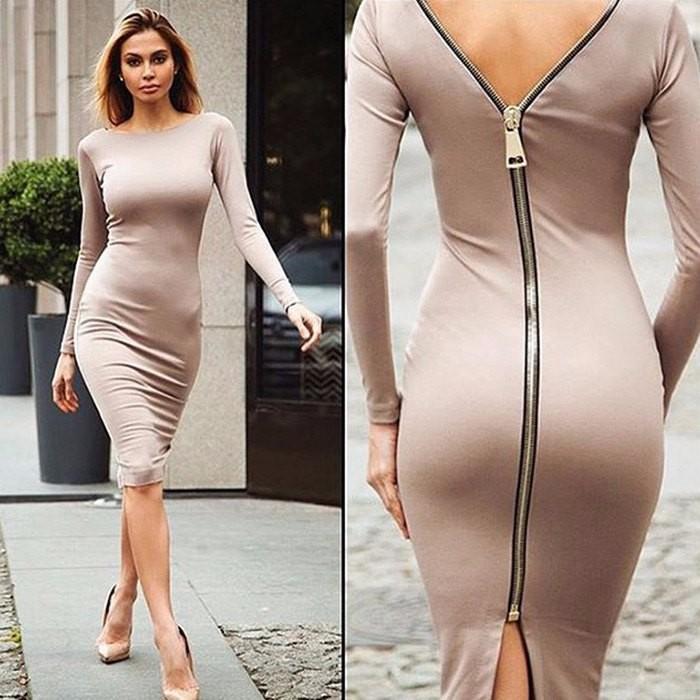 Lune London | Long Sleeve Pencil Dress with Back Zipper