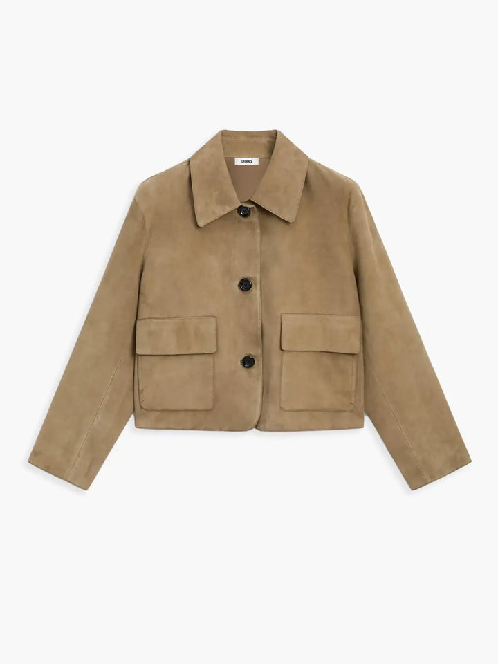 Lune London | Button Press Faux-Suede Crop Jacket