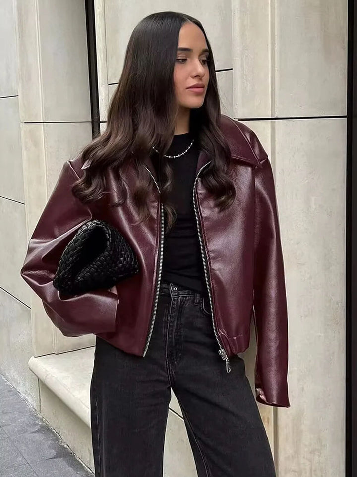 Lune London | Faux Leather Bomber Jacket
