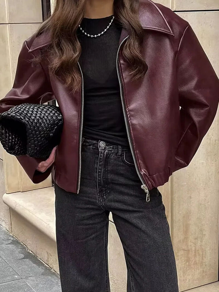 Lune London | Faux Leather Bomber Jacket