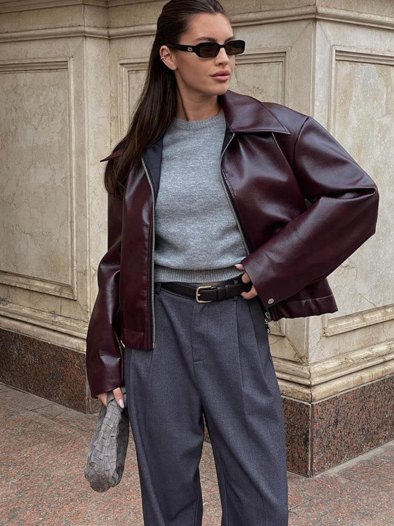 Lune London | Faux Leather Bomber Jacket