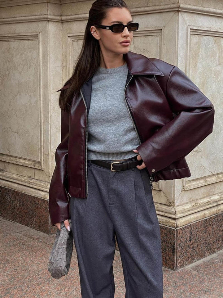 Lune London | Faux Leather Bomber Jacket