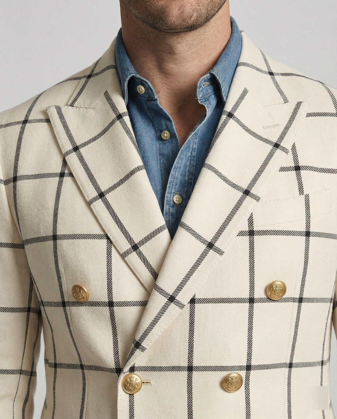 Men's Check Blazer – Men's Blazer with Double Button Placket