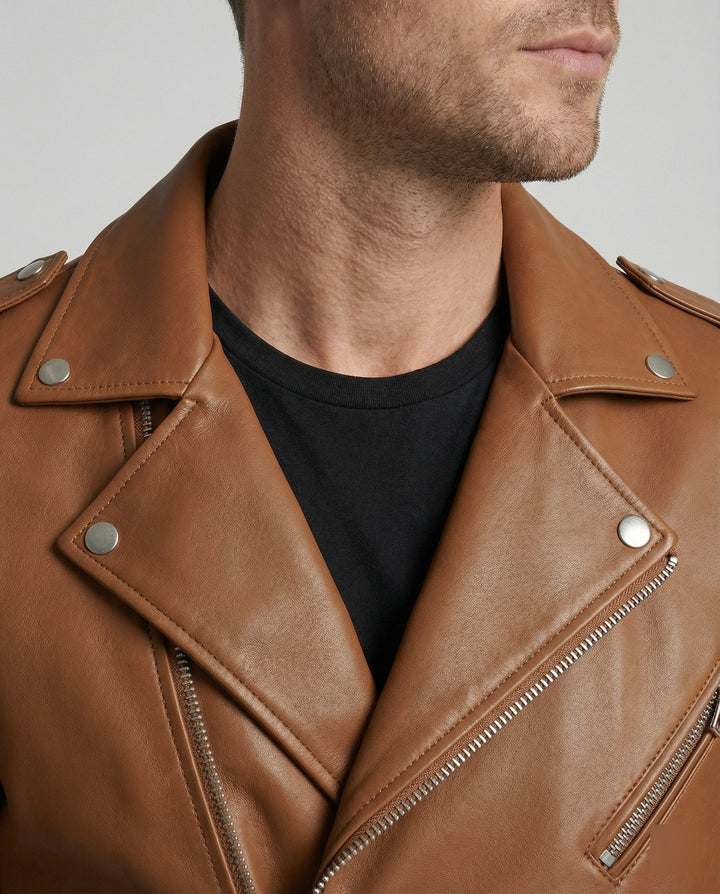 Men's Biker Jacket Faux Leather Fitted