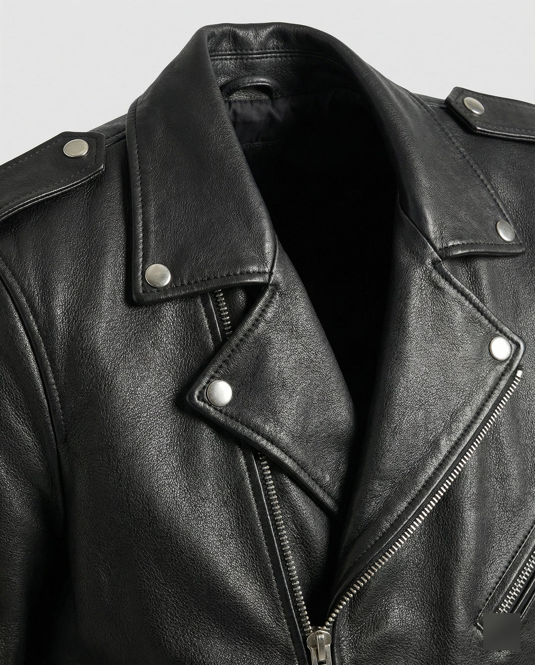 Men's Biker Leather Jacket with Pockets
