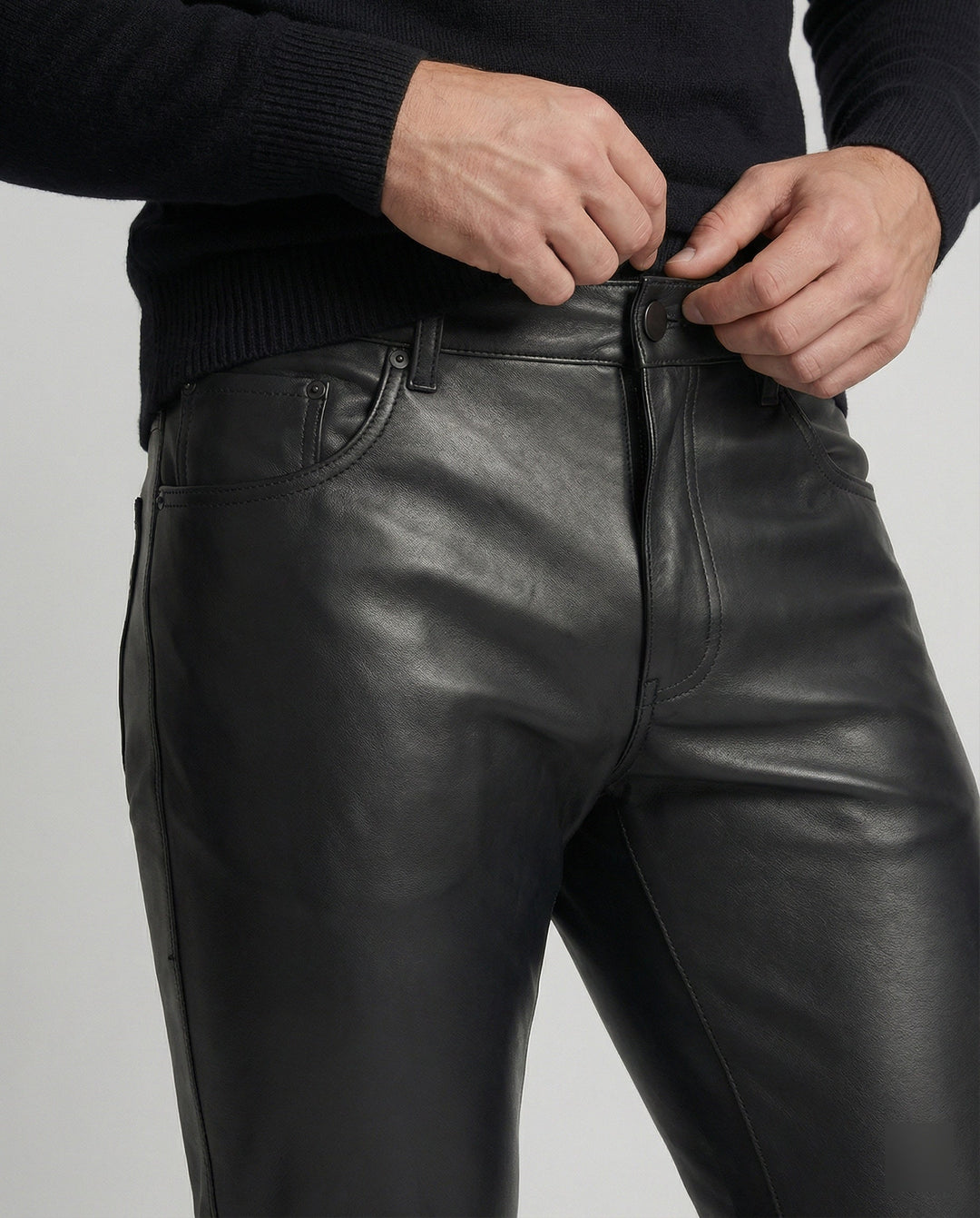 Men's Faux Leather Pants Slim Fit