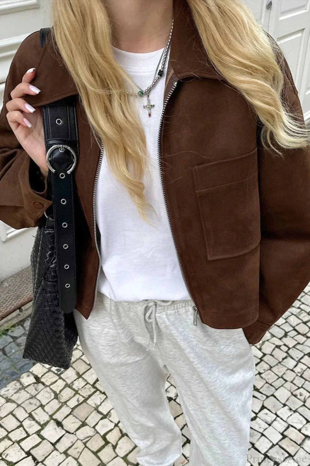 Lune London | Zipper Faux Suede Jacket