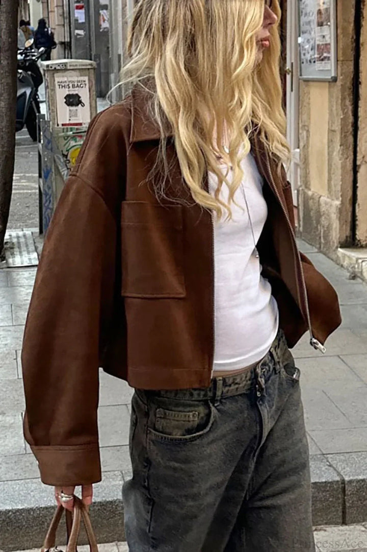 Lune London | Zipper Faux Suede Jacket