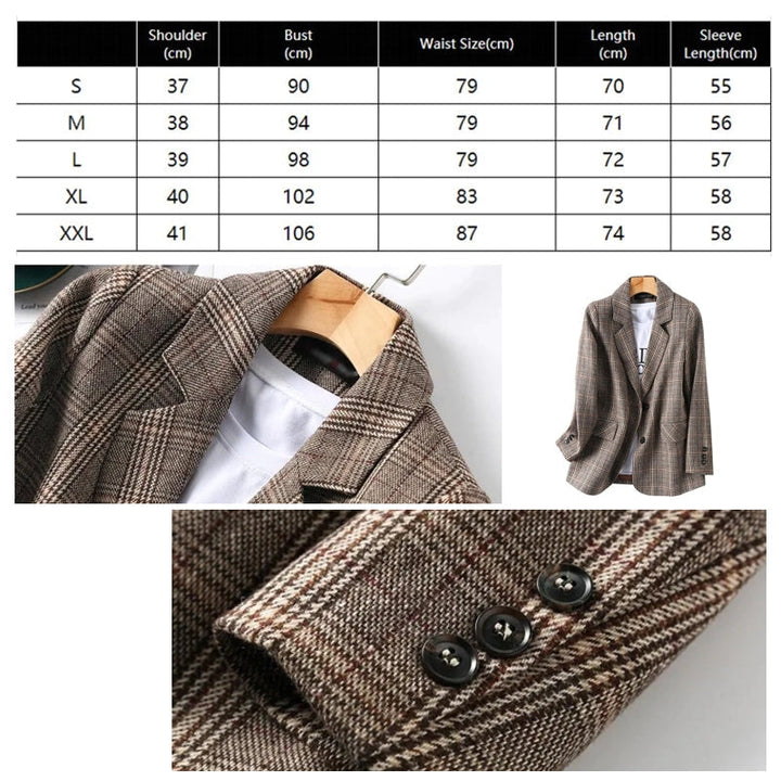 Lune London | Office Women's Checked Blazer Long Sleeve Casual Jacket