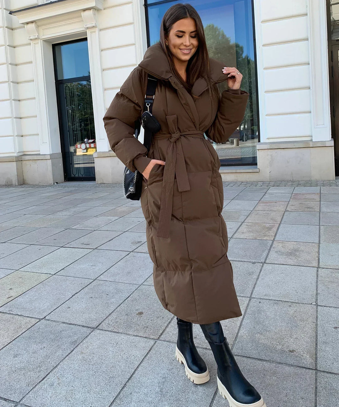 Chic Und Stil | Long Winter Coat with Belt