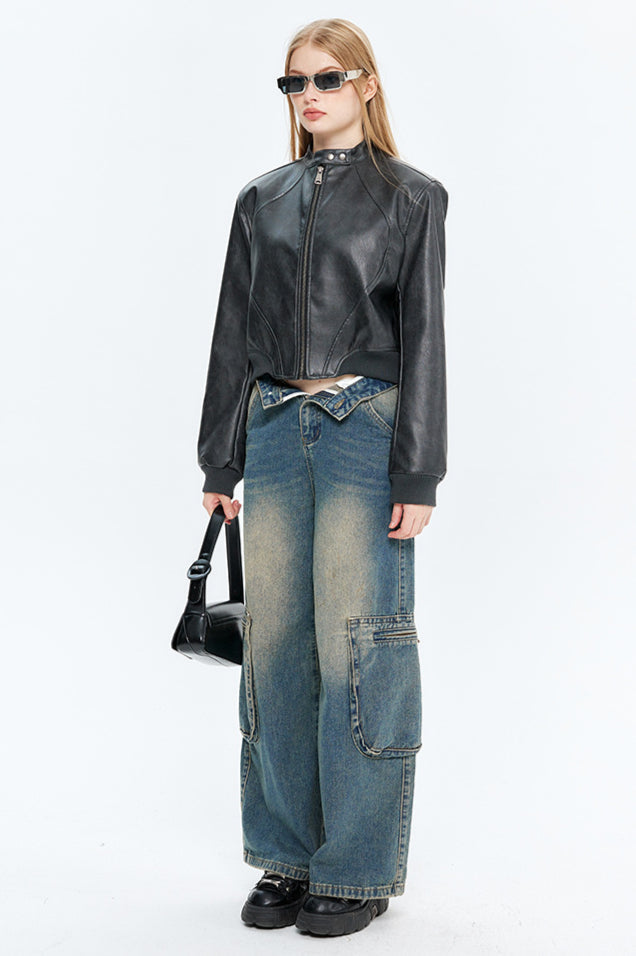 Lune London | Leather Zip-Up Bomber Jacket
