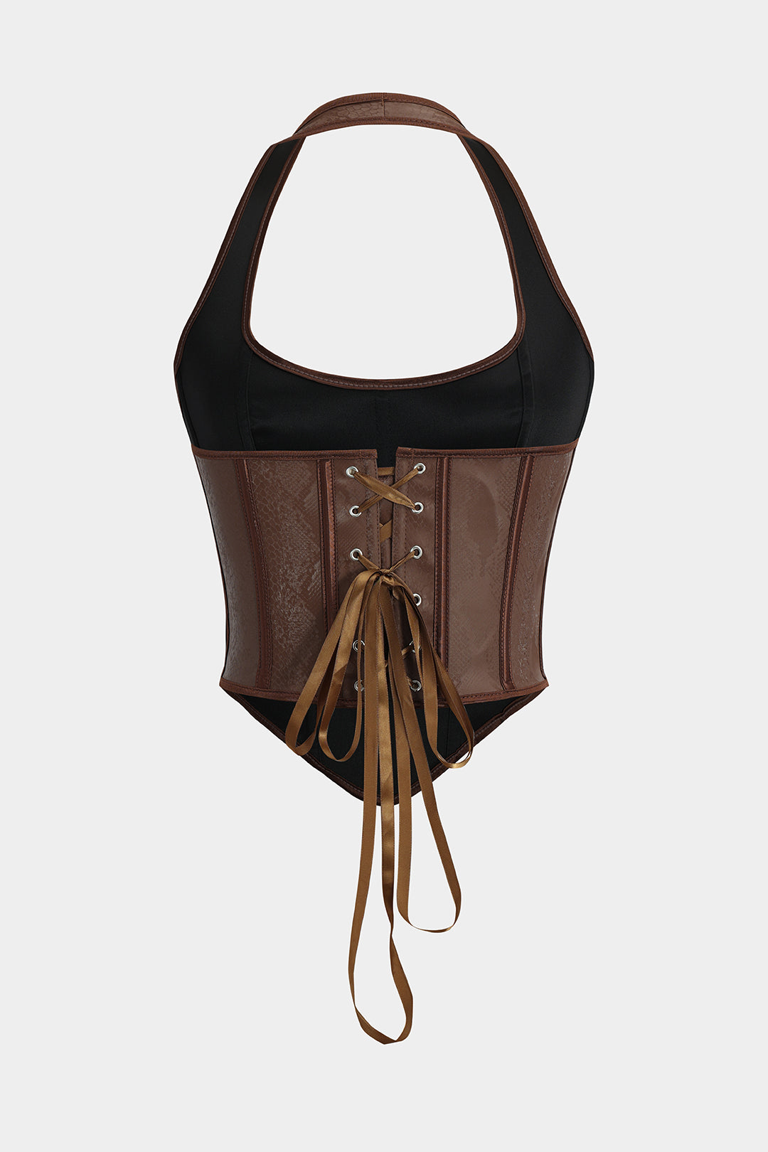 Lune London | Y2K Snake Leather Imitation Lace-up Corset Cami Top