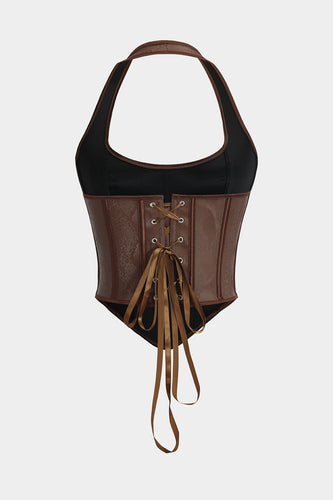Lune London | Y2K Snake Leather Imitation Lace-up Corset Cami Top