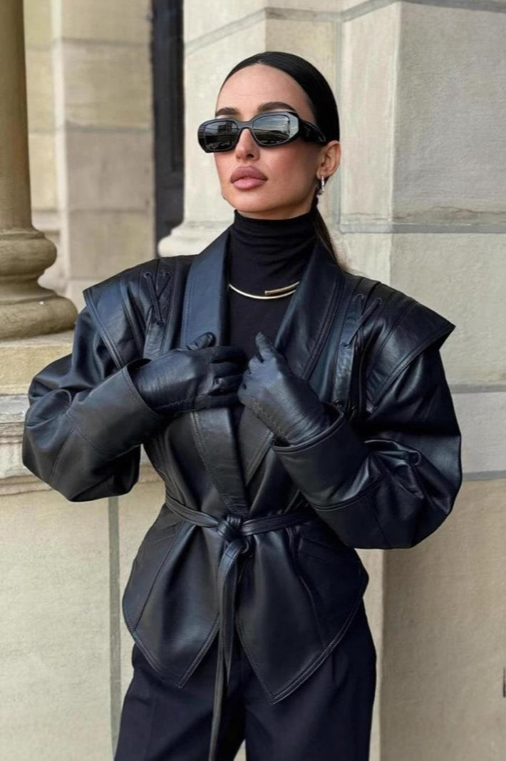 Lune London | Belted PU Leather Jacket