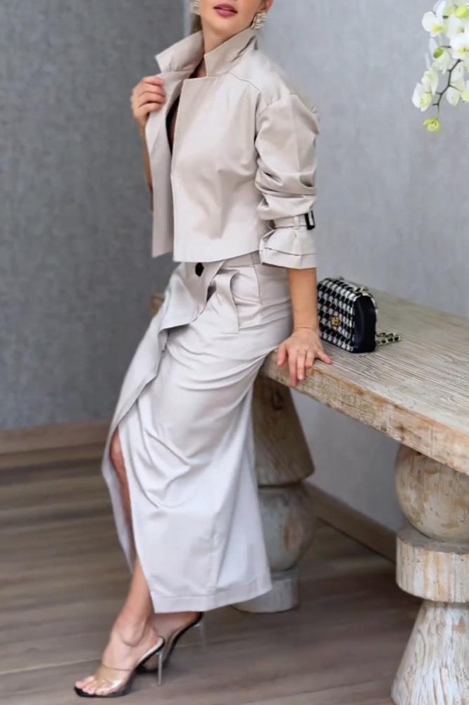 Lune London | Revers jacket & slit skirt two-piece set