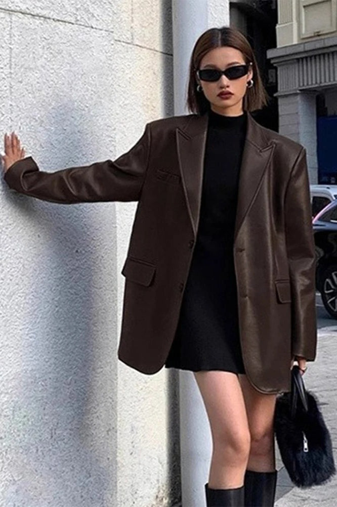 Lune London | PU Leather Blazer Jacket