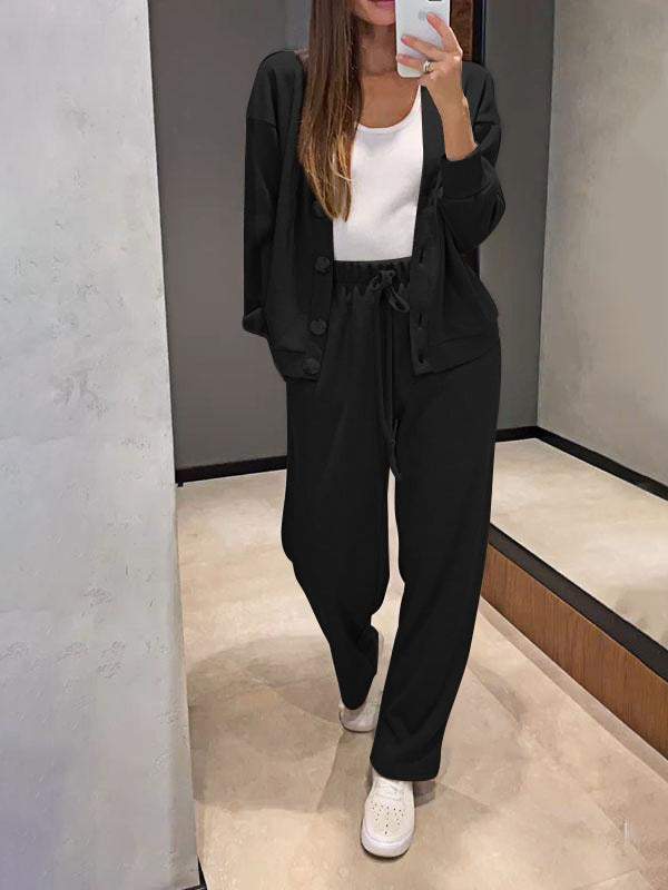 Lune London | Casual V-Neck Sweater and Pants Set