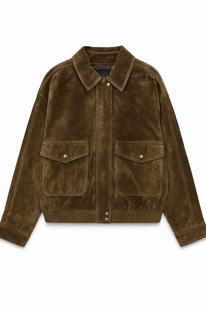 Chic und Stil | Classic women's bomber jacket with collar and flap pockets