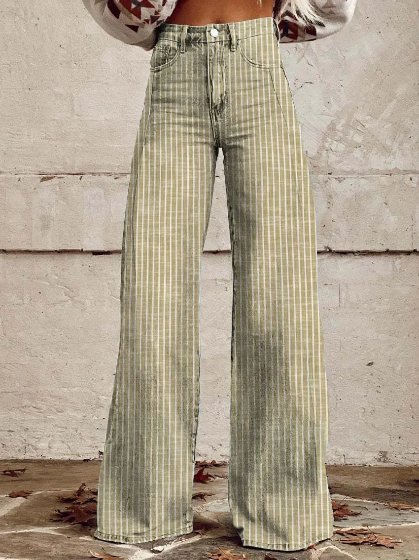 Lune London | Pantalon à rayures classique à jambes larges