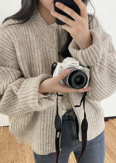 Lune London | Zipper Chunky Knit Cardigan - Oversized Ribbed Jacket