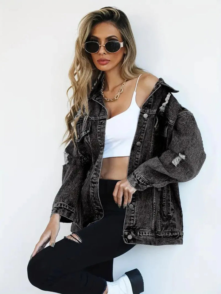 Chic und Stil | Veste en jean oversize tendance pour dames