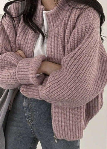 Lune London | Zipper Chunky Knit Cardigan - Oversized Ribbed Jacket