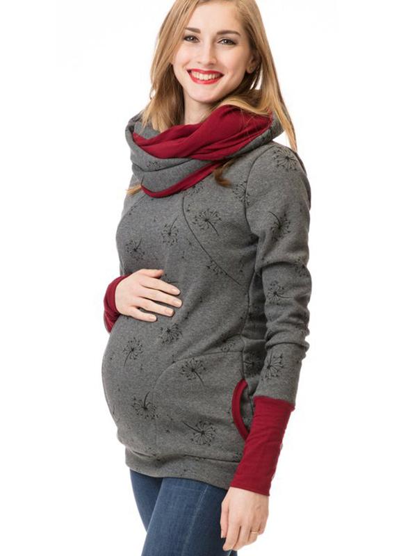 Lune London | Maternity Chaps Nurse Sweatshirts Flower Print Pockets Zipper Nursing Clothing
