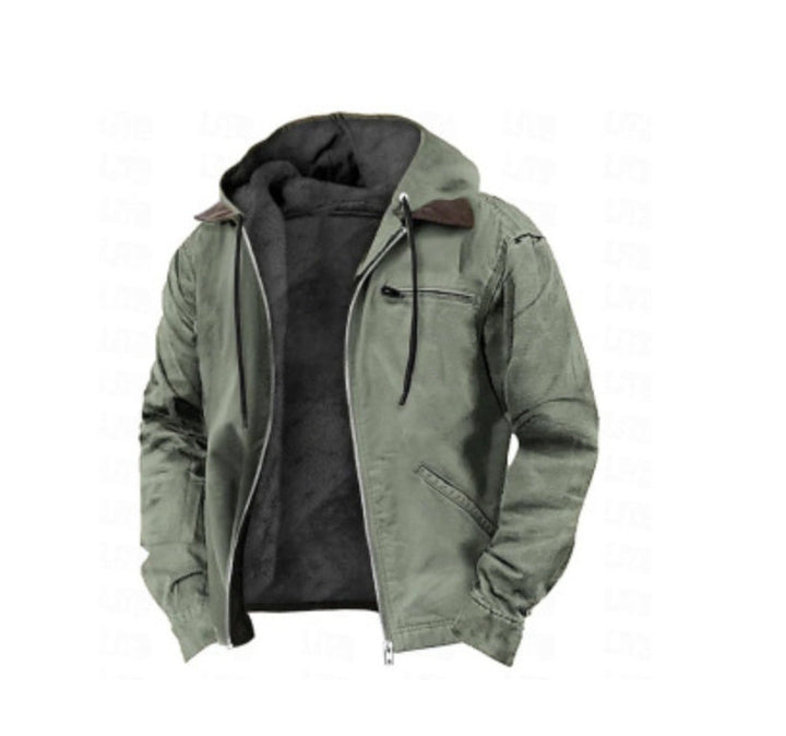 Chic Und Stil | Men's Jacket with Hood Zip Closure and Soft Fleece Lining