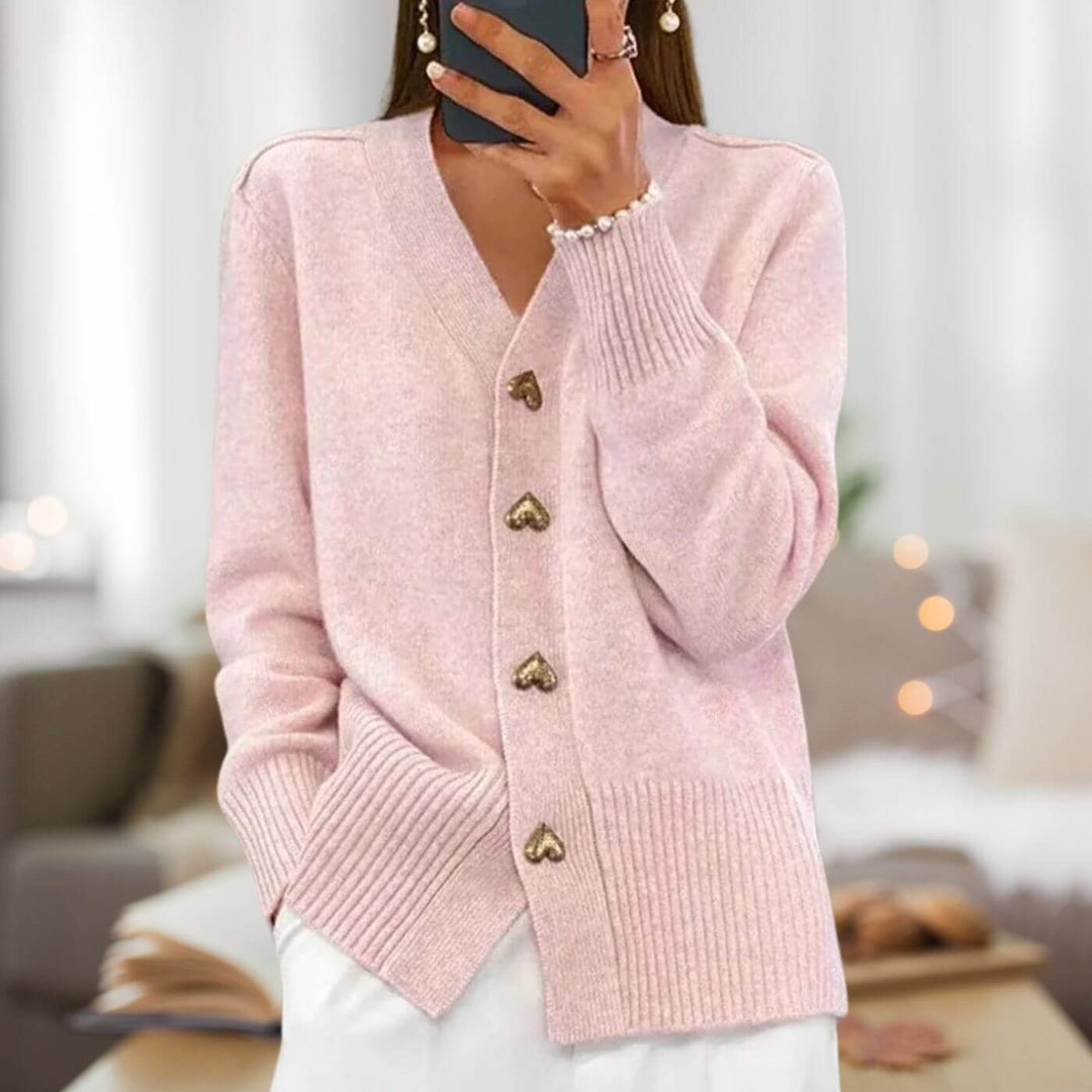 Lune London | Cardigan with heart button accents