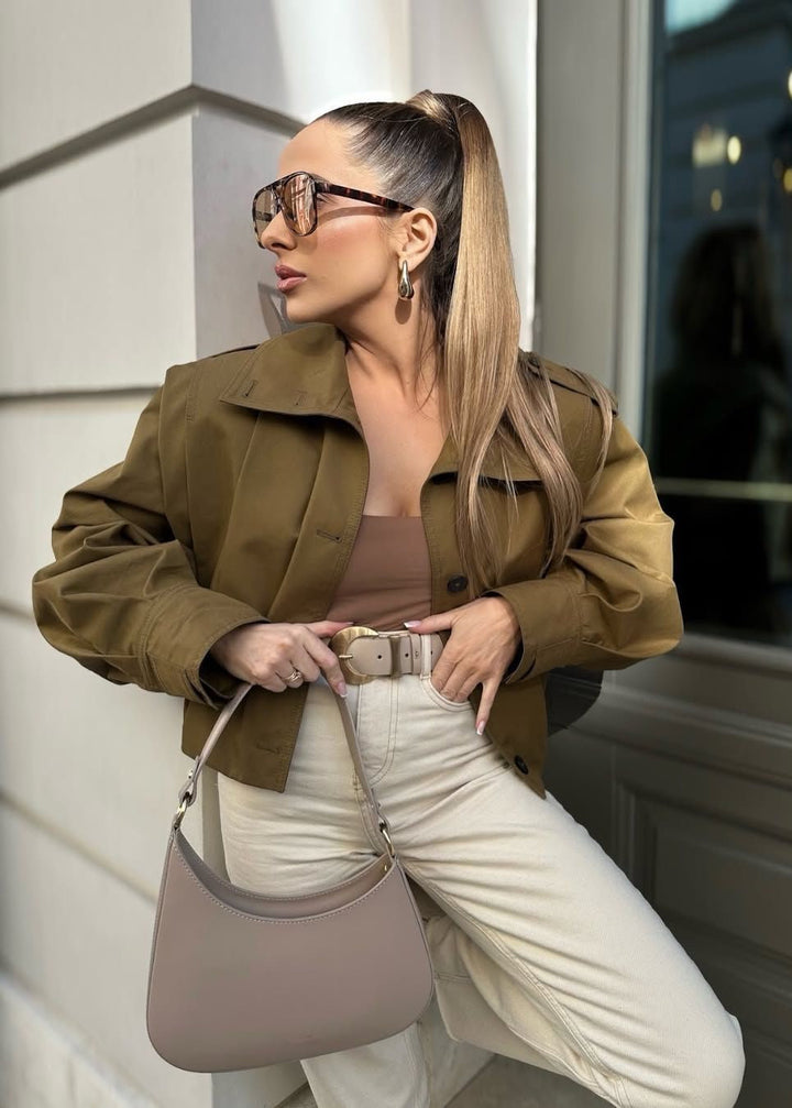 Lune London | Button jacket with shoulder tabs – Khaki