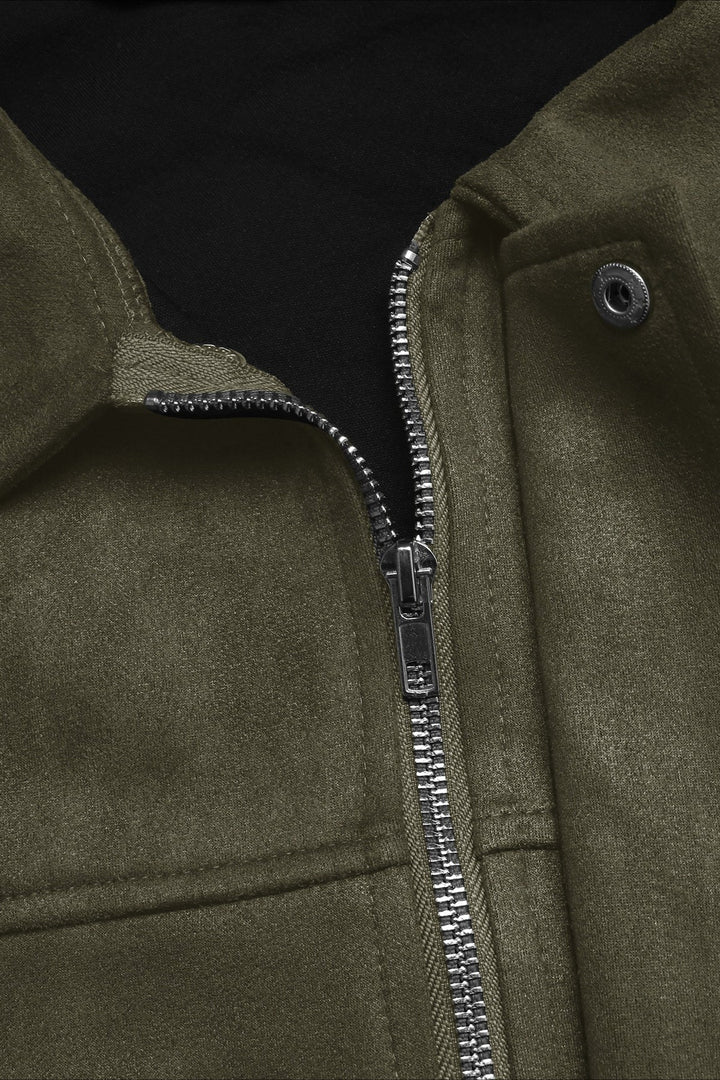 Lune London | Collar Suede-Look Bomber Jacket