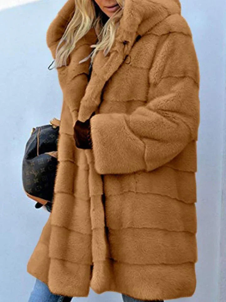 Lune London | Faux fur hooded jacket. Open front parka