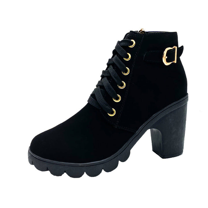 Lune London | Bottines à talon bloc - Doublées chaud - Semelle antidérapante - Détails dorés