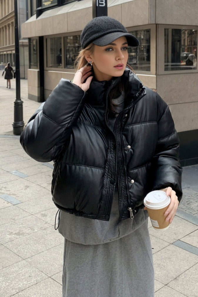 Lune London | Faux Leather Insulated Puffer Jacket