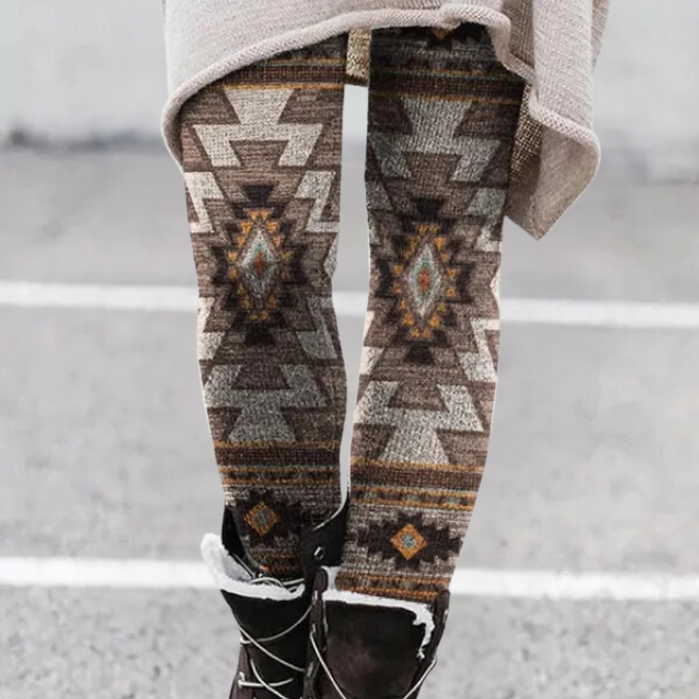 Lune London | Leggings Tight-Fitting Soft and Breathable Knit Geometric Pattern Fully Length