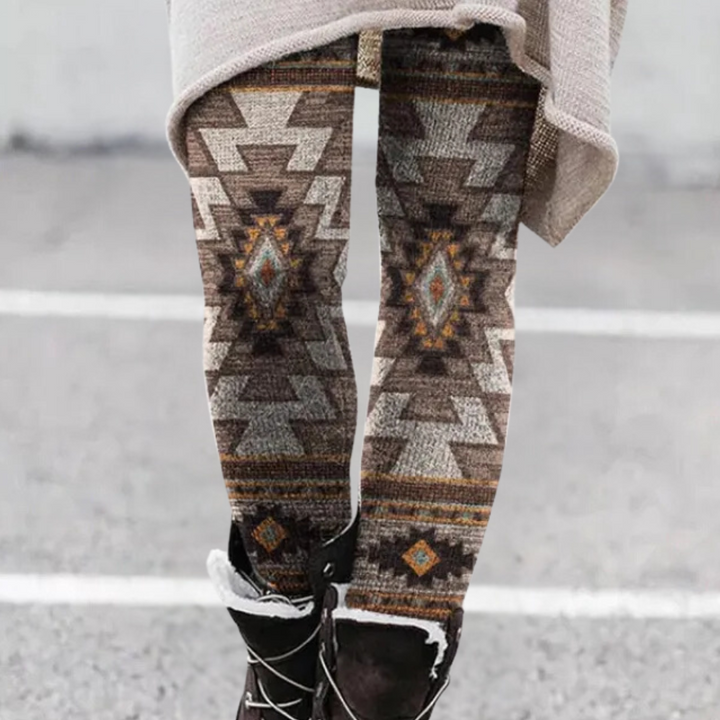 Lune London | Leggings Tight-Fitting Soft and Breathable Knit Geometric Pattern Fully Length