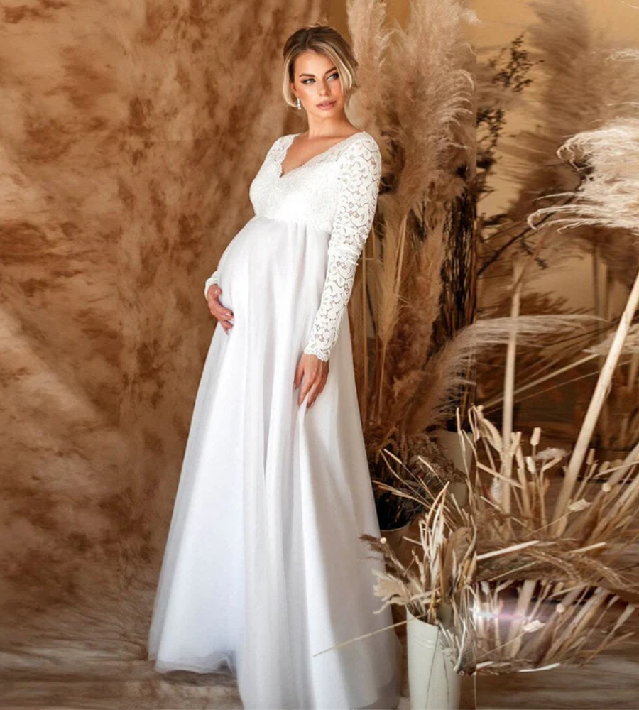 Lune London | Women's White Maxi Dress Maternity Dress