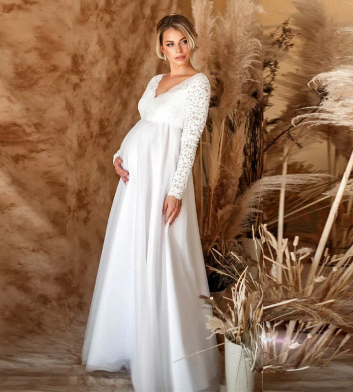 Lune London | Women's White Maxi Dress Maternity Dress