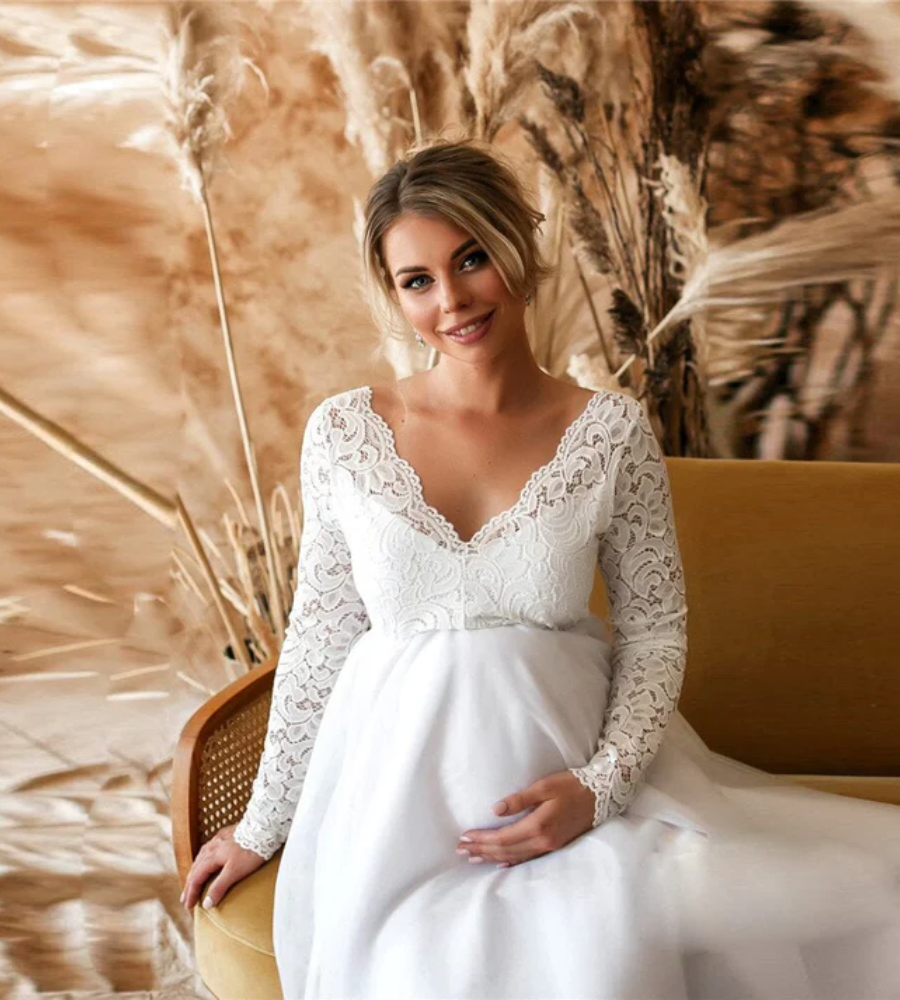 Lune London | Women's White Maxi Dress Maternity Dress