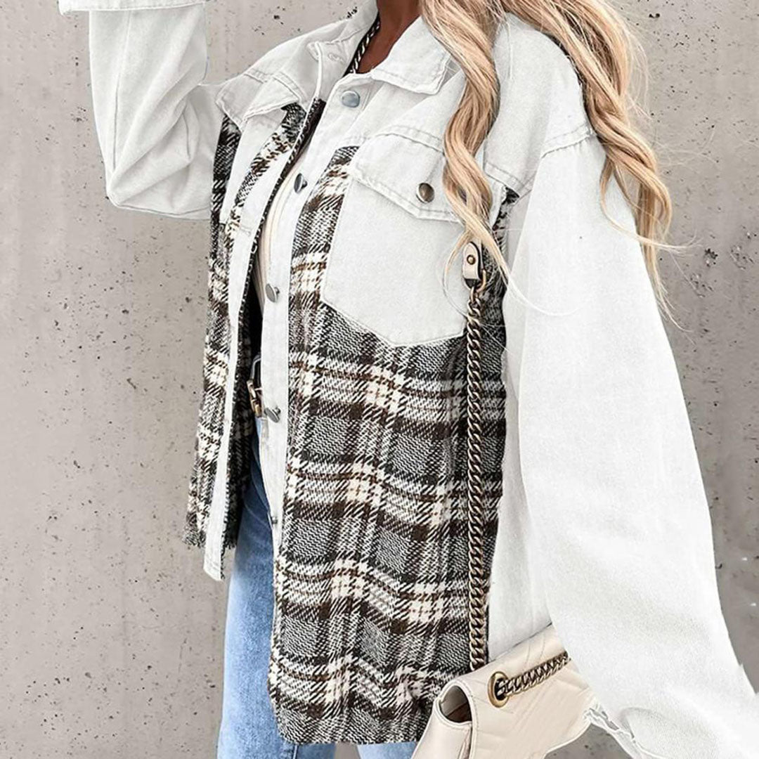 Lune London | Elegant women's jacket with a check pattern and classic collar