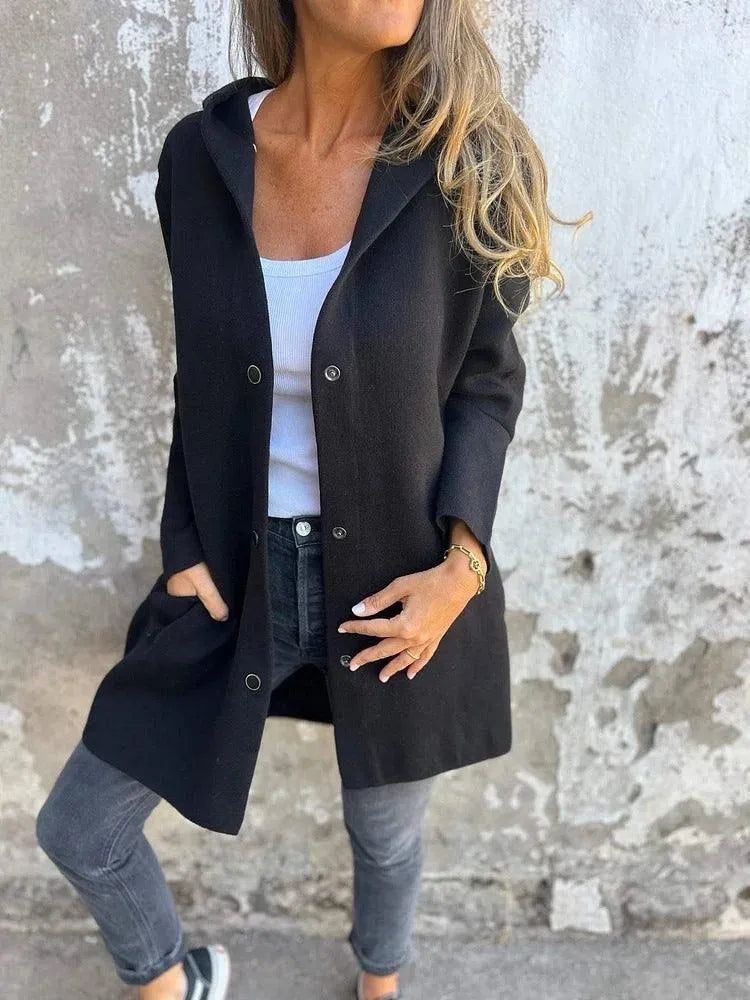 Lune London | Casual Single-Breasted Cardigan with Hood
