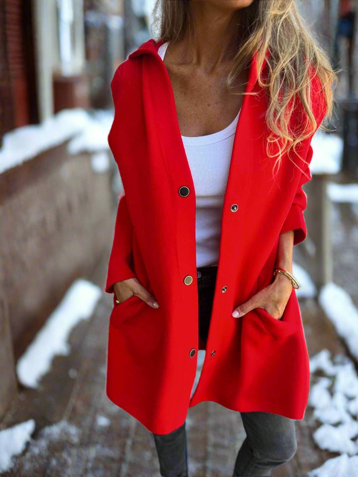 Lune London | Long Jacket - Wool Blend - Button Closure with Hood - Comfortable Fit
