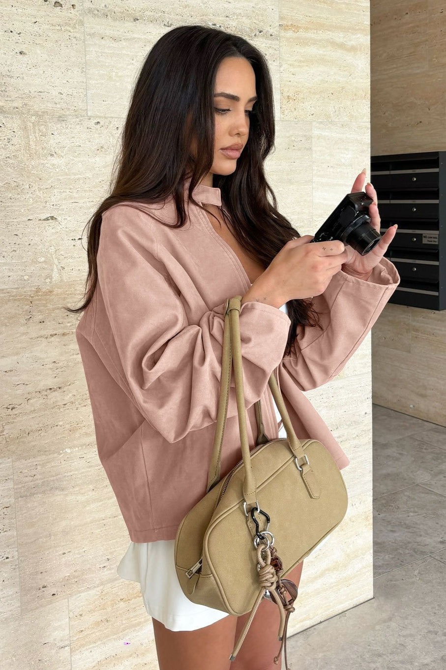 Lune London | Collar Suede Long Sleeve Jacket