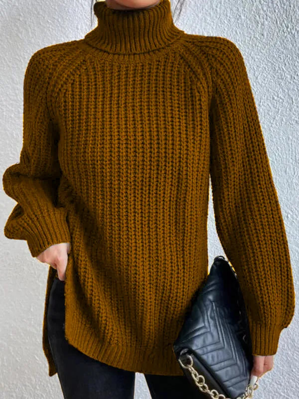 Lune London | turtleneck sweater with raglan sleeves and split hem