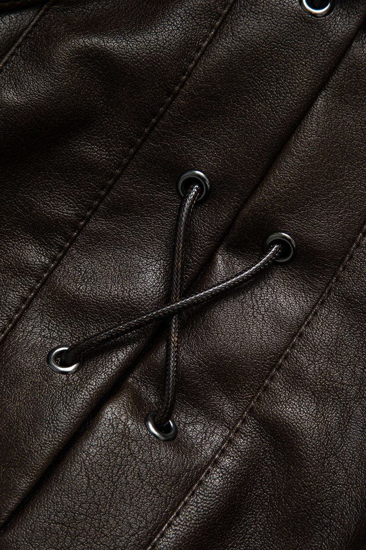 Lune London | Leather Tie Front Overlap Jacket