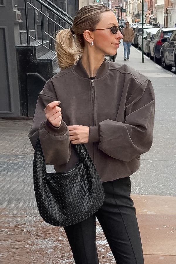 Lune London | Gray Suede Bomber Jacket